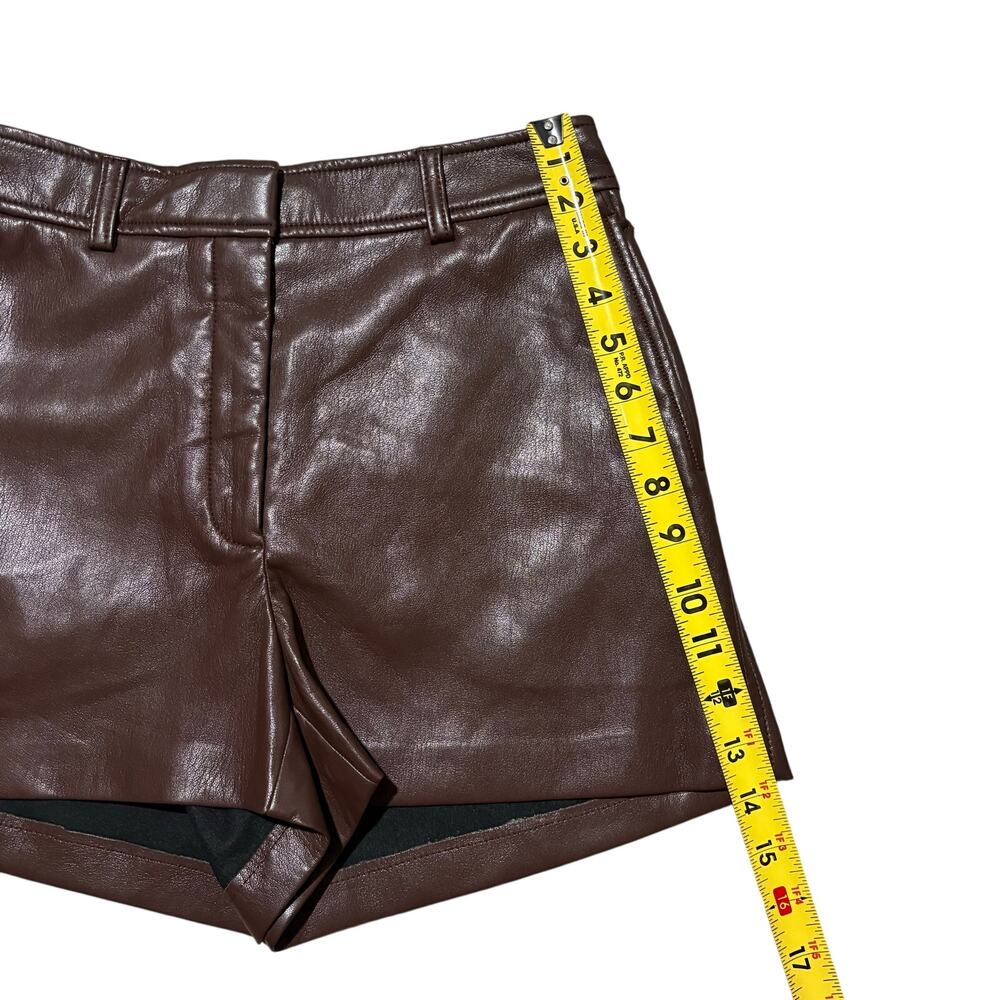 Aritzia Babaton Faux Leather Dark Chocolate Brown Shorts Women’s Size 4 - Picture 7 of 7